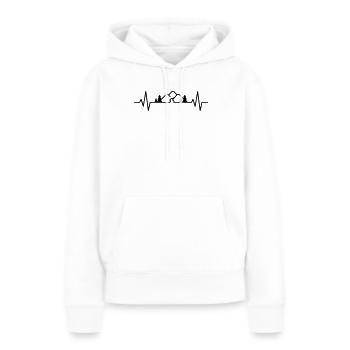 Randonnée nature Montagnes en plein air – Battement de cœur ECG Pouls - Sweat à capuche Premium bio Femme - blanc - Devant - Julia (174cm)