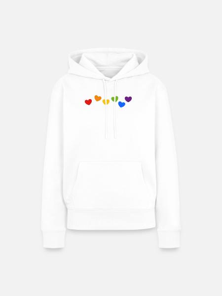Regenbogenherzen Stolz - Frauen Premium Bio Hoodie - Weiß