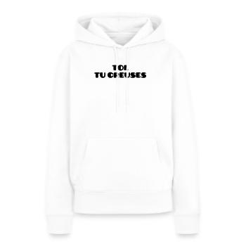 Toi, tu creuses - Sweat à capuche Premium bio Femme - blanc - Devant - Julia (174cm)