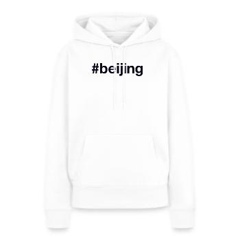 Pékin Hashtag Pékin - Sweat à capuche Premium bio Femme - blanc - Devant - Julia (174cm)