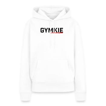 Gymkie Fitness Junkie Gym Sport Shirt - Sweat à capuche Premium bio Femme - blanc - Devant - Julia (174cm)