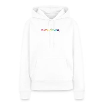étrange. Rainbow - Sweat à capuche Premium bio Femme - blanc - Devant - Julia (174cm)