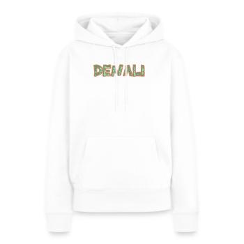 Trekking Denali - Frauen Premium Bio Hoodie - Weiß - Vorne - Julia (174cm)