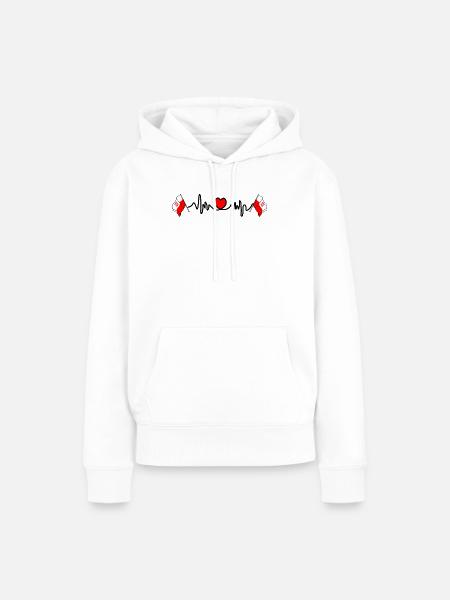 Herzfrequenz-Cardio für Polen - Frauen Premium Bio Hoodie - Weiß