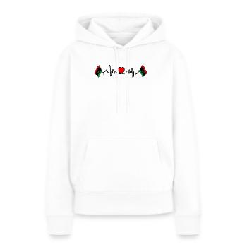 Herzfrequenz Cardio Flagge Libyen - Frauen Premium Bio Hoodie - Weiß - Vorne - Julia (174cm)