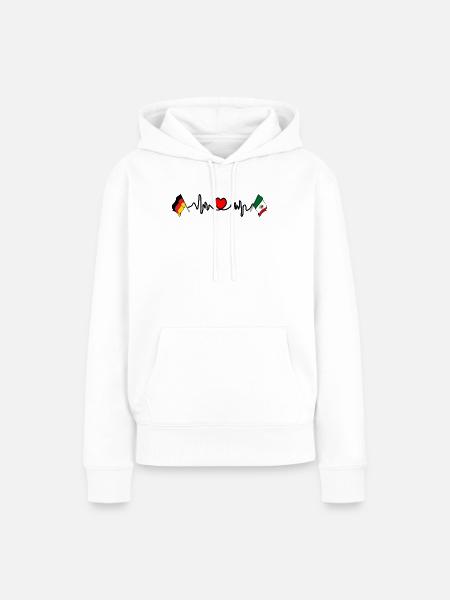 Herz-Kreislauf-Herz mit Flagge Deutschland und Flagge Mexiko - Frauen Premium Bio Hoodie - Weiß