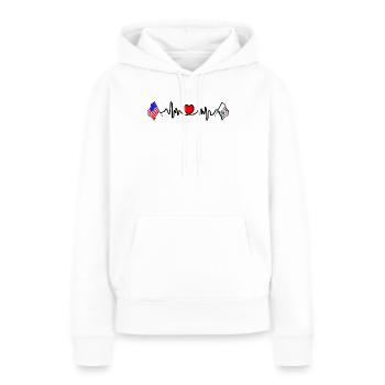 Cardio-Herz mit USA-Flagge und West Virginia-Flagge - Frauen Premium Bio Hoodie - Weiß - Vorne - Julia (174cm)