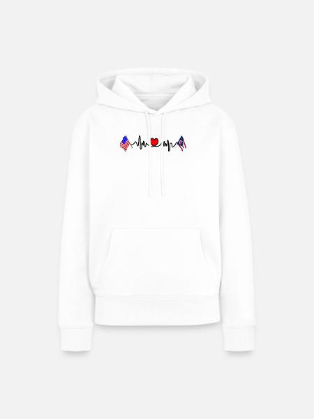 Cardio-Herz mit USA-Flagge und Ohio-Flagge - Frauen Premium Bio Hoodie - Weiß