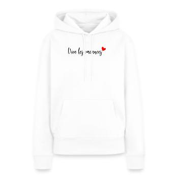 MAÎTRESSE. MAITRE. MERCI. MERCI MAÎTRESSE - Sweat à capuche Premium bio Femme - blanc - Devant - Julia (174cm)