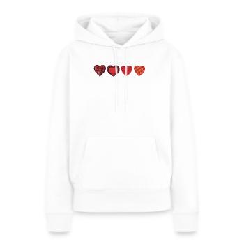 Love mignon - Saint-Valentin ; Collection Heart Rouge - Sweat à capuche Premium bio Femme - blanc - Devant - Julia (174cm)