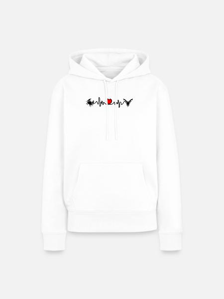 Herzfrequenz Kardio Krebs Steinbock - Frauen Premium Bio Hoodie - Weiß