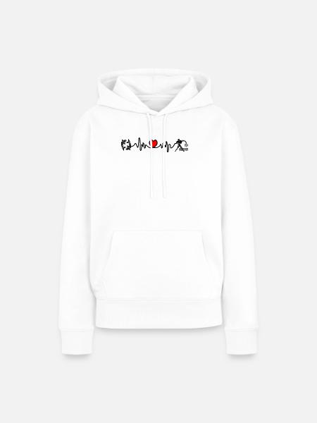 Herzfrequenz Kardio Fische Wassermann - Frauen Premium Bio Hoodie - Weiß