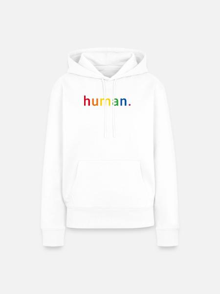 Human Regenbogen Menschenrechte LGBTQ  - Frauen Premium Bio Hoodie - Weiß