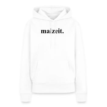 malzeit - Diction cool - Repas - Bon appétit - Sweat à capuche Premium bio Femme - blanc - Devant - Julia (174cm)