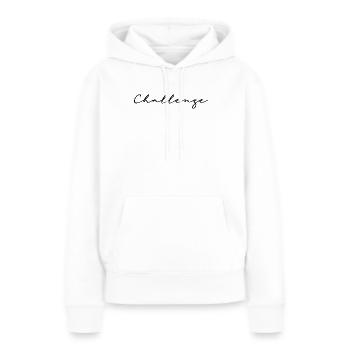 Challenge v1 - Sweat à capuche Premium bio Femme - blanc - Devant - Julia (174cm)