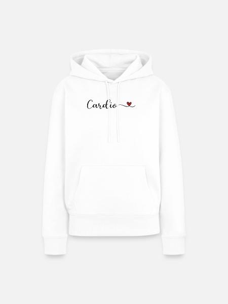 Cardio mit Herz - Frauen Premium Bio Hoodie - Weiß
