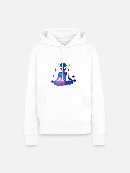 Alien Galaxy Yoga - Frauen Premium Bio Hoodie - Weiß