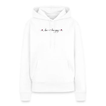 Soyez heureux - Sweat à capuche Premium bio Femme - blanc - Devant - Julia (174cm)