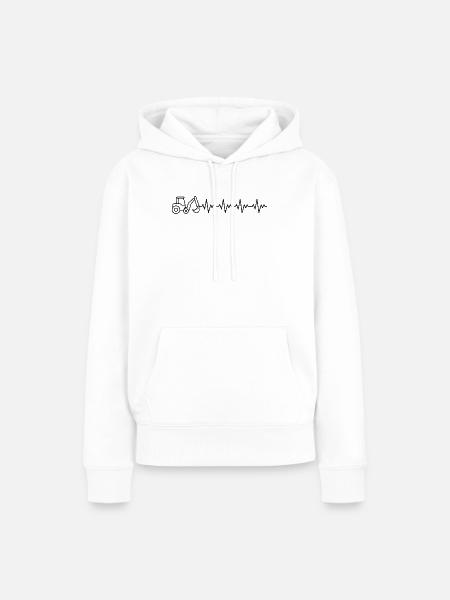 Bagger Baggern Baggerfahrer EKG Herzschlag - Frauen Premium Bio Hoodie - Weiß