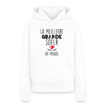 Meilleure Grande Soeur Cadeau Soeur Citation Femme - Sweat à capuche Premium bio Femme - blanc - Devant - Julia (174cm)