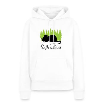 "Süße Maus: Zart und Liebenswert" - Frauen Premium Bio Hoodie - Weiß - Vorne - Julia (174cm)