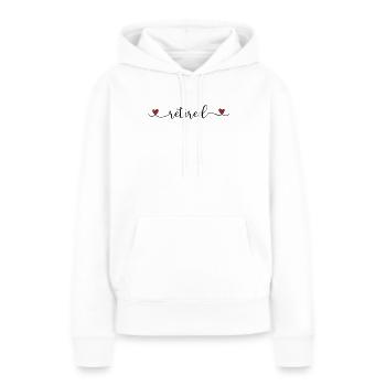 Zurückgezogene niedliche Typografie mit Herz - Frauen Premium Bio Hoodie - Weiß - Vorne - Julia (174cm)