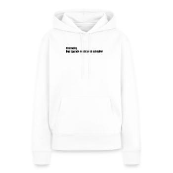 Das Upgrade macht mich schneller - Frauen Premium Bio Hoodie - Weiß - Vorne - Julia (174cm)