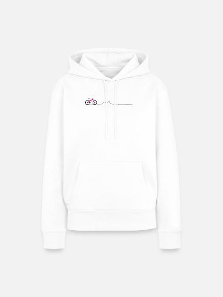 Neonpinke Mountainbike-Silhouette - Frauen Premium Bio Hoodie - Weiß