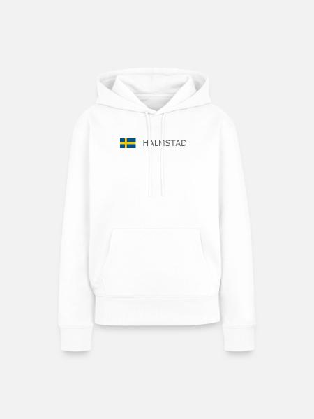 Sweden Flag - Halmstad - Sverige - Schweden - Frauen Premium Bio Hoodie - Weiß