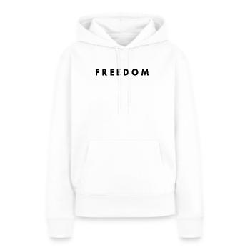 Liberté - Sweat à capuche Premium bio Femme - blanc - Devant - Julia (174cm)