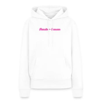 Résultats > Excuses | Dicton motivant - Sweat à capuche Premium bio Femme - blanc - Devant - Julia (174cm)