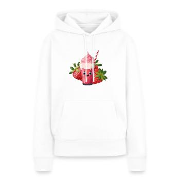 erdbeer shake - Frauen Premium Bio Hoodie - Weiß - Vorne - Julia (174cm)