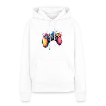 Manettes de jeux vidéo pour les joueurs - Sweat à capuche Premium bio Femme - blanc - Devant - Julia (174cm)
