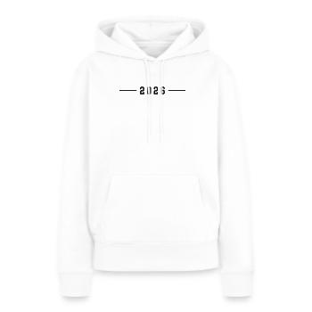 2026 Strich - Frauen Premium Bio Hoodie - Weiß - Vorne - Julia (174cm)