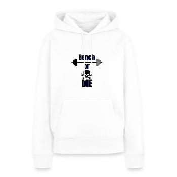 Banc ou matrice | Conception de développé couché - Sweat à capuche Premium bio Femme - blanc - Devant - Julia (174cm)