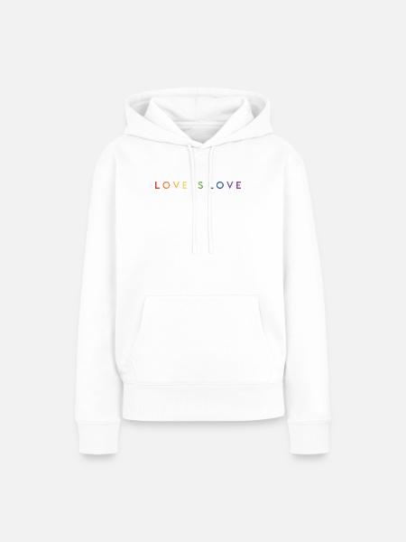 LOVE IS LOVE - Frauen Premium Bio Hoodie - Weiß