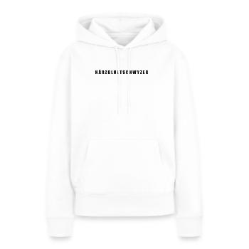 Härzbluetschwyzer Kanton Schwyz - Frauen Premium Bio Hoodie - Weiß - Vorne - Julia (174cm)