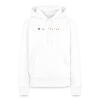 Message de reconnaissance - Merci Nounou  - Sweat à capuche Premium bio Femme - blanc - Devant - Julia (174cm)