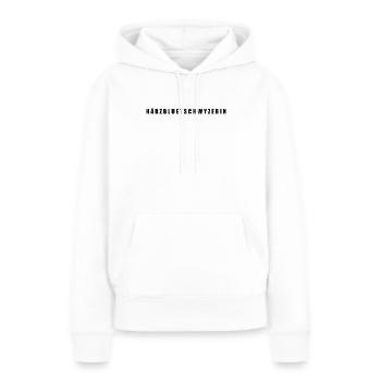Härzbluetschwyzerin Kanton Schwyz - Frauen Premium Bio Hoodie - Weiß - Vorne - Julia (174cm)