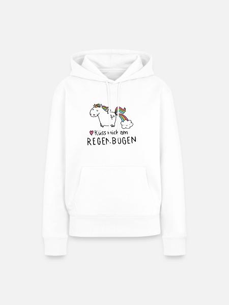 Kü mich am Regenbogen - Frauen Premium Bio Hoodie - Weiß
