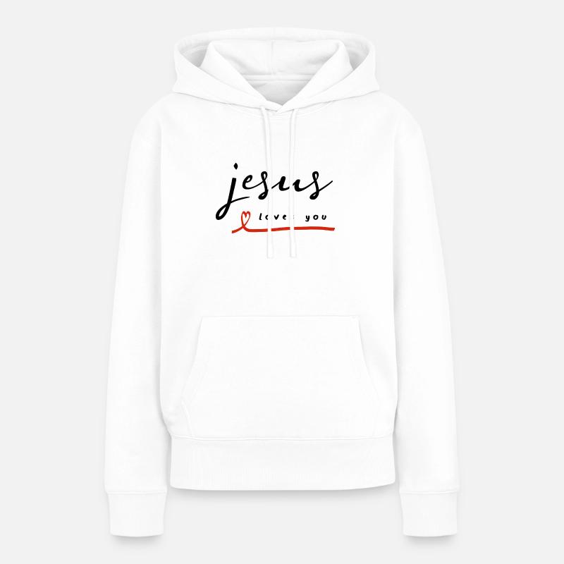 Jésus t’aime comme tu es | Évangélisation - Sweat à capuche Premium bio Femme - blanc