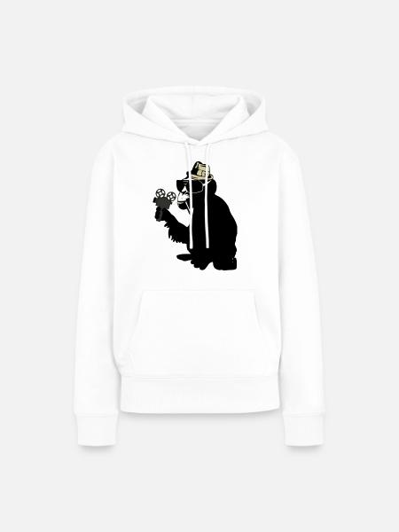mr. brainwash monkey - Frauen Premium Bio Hoodie - Weiß