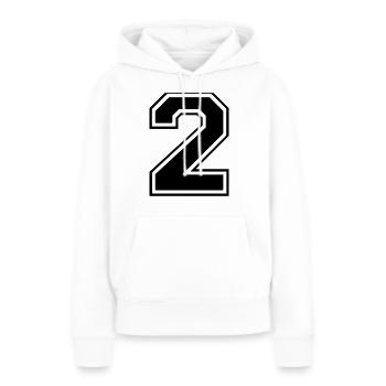 2, deux, deux, nombre, nombre - Sweat à capuche Premium bio Femme - blanc - Devant - Julia (174cm)