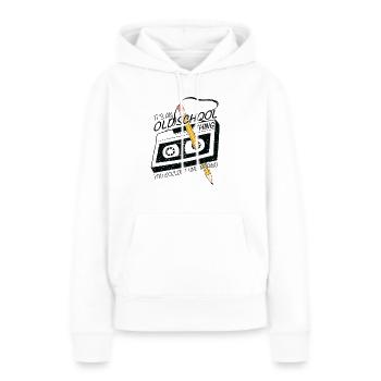 Retro Lustiges Design, Audiokassette und Bleistift - Frauen Premium Bio Hoodie - Weiß - Vorne - Julia (174cm)