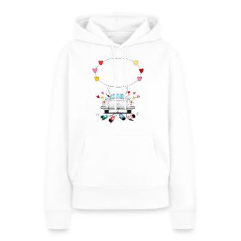 Hochzeitsauto mit Sprechblase in Silber - Frauen Premium Bio Hoodie - Weiß - Vorne - Julia (174cm)