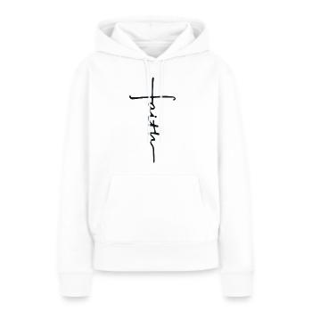 Foi - Sweat à capuche Premium bio Femme - blanc - Devant - Julia (174cm)