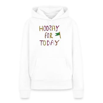 Hourra pour aujourd’hui - Sweat à capuche Premium bio Femme - blanc - Devant - Julia (174cm)