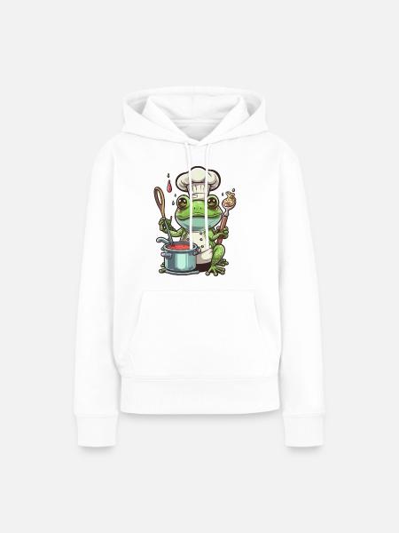 Froschiger Küchenrausch - Frauen Premium Bio Hoodie - Weiß