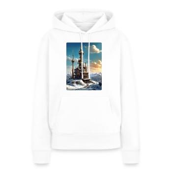 Paysage d’hiver steampunk avec tour radio 1.12 - Sweat à capuche Premium bio Femme - blanc - Devant - Julia (174cm)