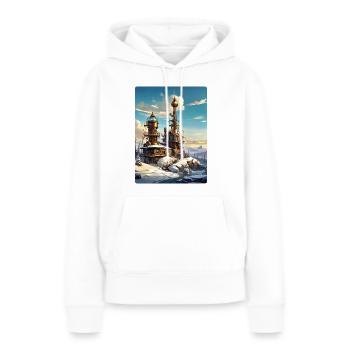 Steampunk Winterlandschaft mit Funkturm 1.6 - Frauen Premium Bio Hoodie - Weiß - Vorne - Julia (174cm)